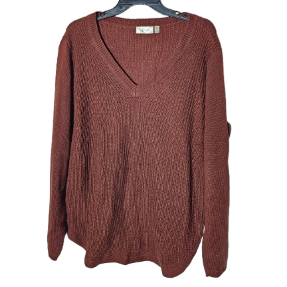 RD Style Women's V-Neck Sweater In Rust Size XXL NWOT